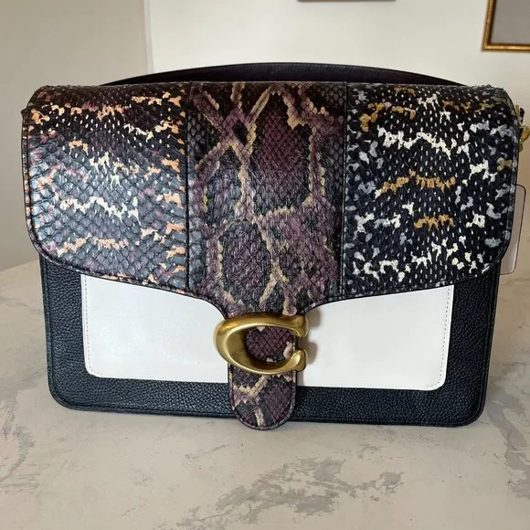 SOLD Coach 1941 Large Tabby Exotic Snakeskin Shoulder Bag w Leather Crossbody - Picture 3 of 16